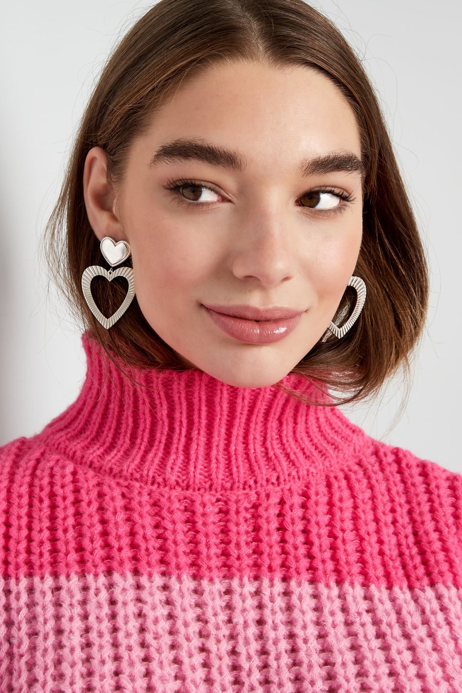 Double heart earrings - Gold color Picture4
