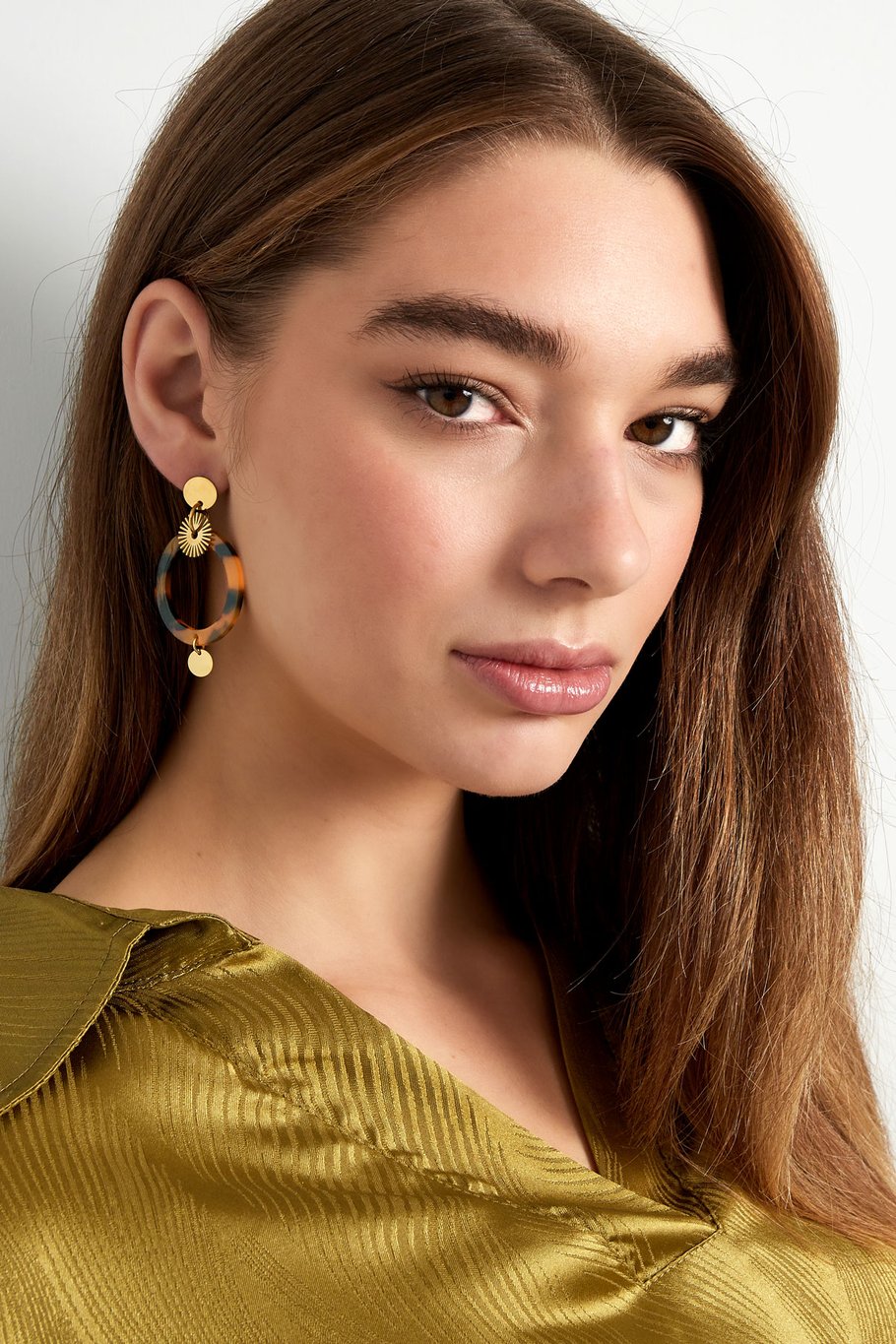Pendientes circulares con estampado - Color dorado Imagen2