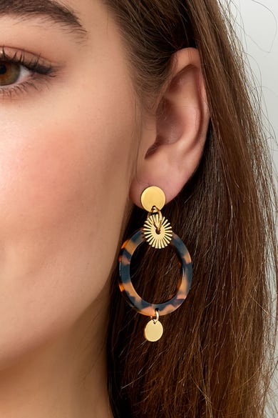Pendientes circulares con estampado - Color dorado h5 Imagen3