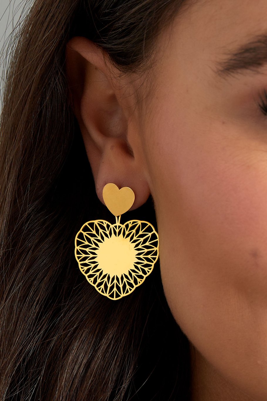 Pendientes corazón mandela - Color plata Imagen3