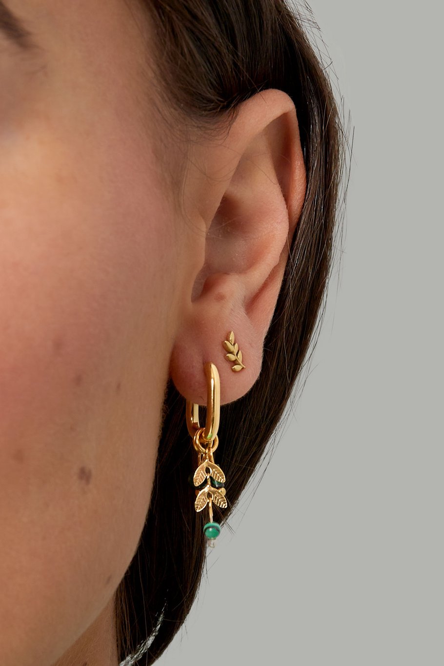 Orecchini foglie con pietre - Colore oro/rosa Immagine3