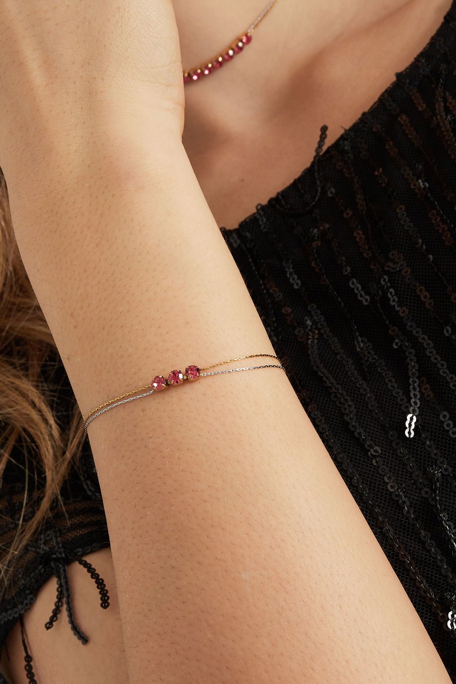 Bracelet Gold color/silver with stone - white Picture2