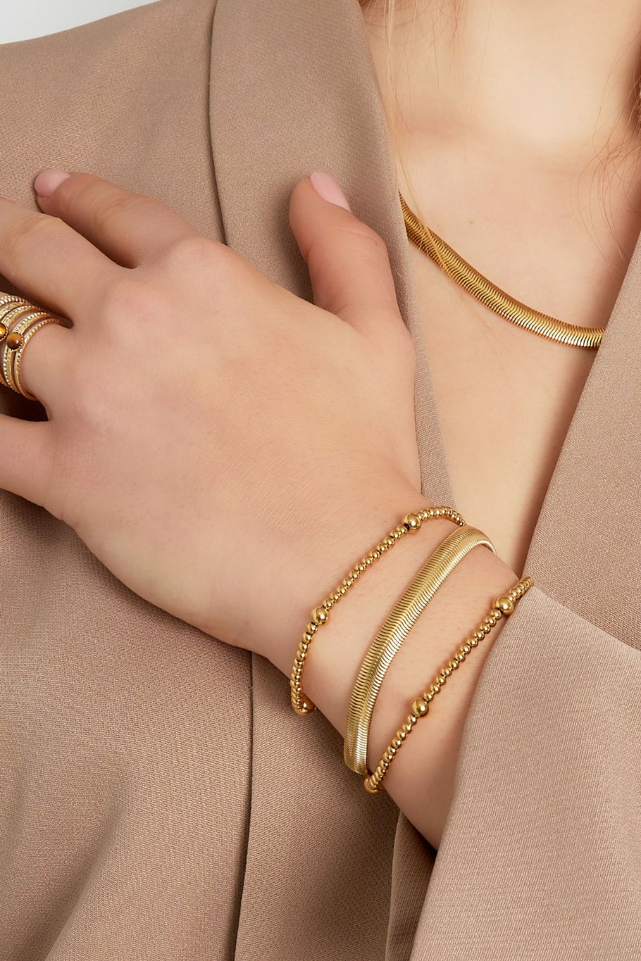 bracelet flat coarse - Gold color-6.0mm Picture4