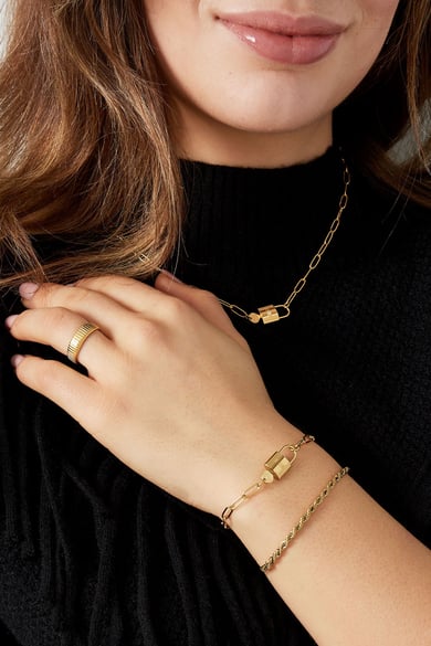 Armband gedrehter Jasseron - Goldfarbe - 3,0 MM h5 Bild2