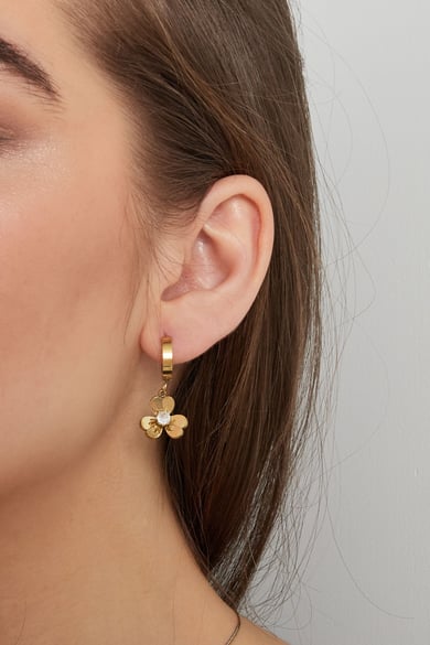 pendientes flor con piedra h5 Imagen3
