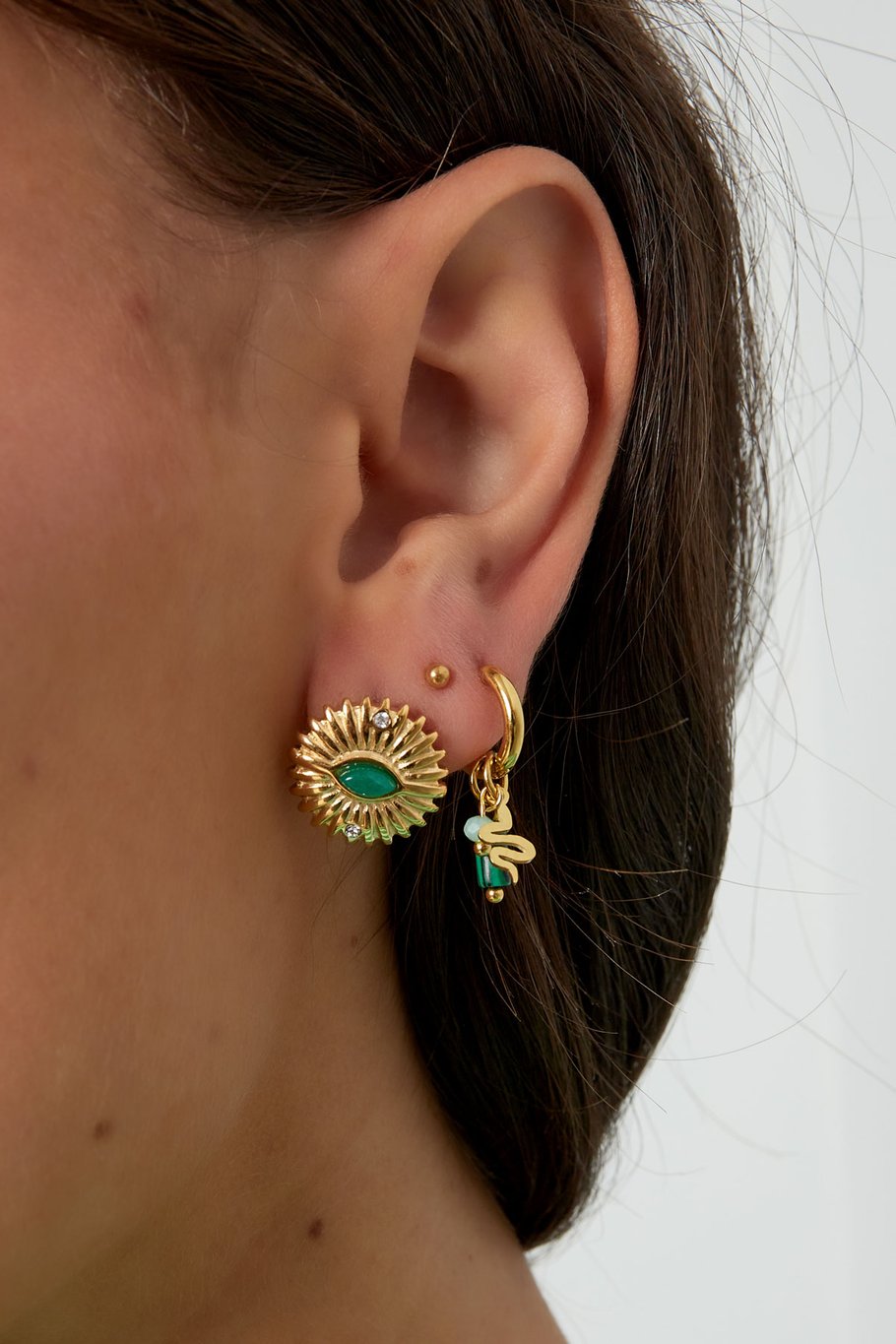 Ohrstecker buntes Blatt - Goldfarbe/hellgrün Bild3