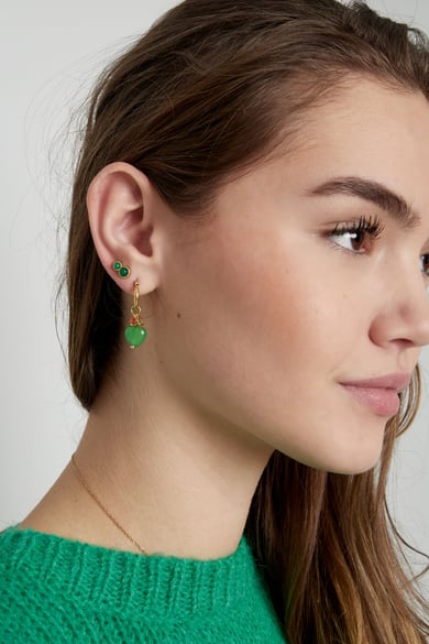 basic double natural stone stud earrings - green  h5 Picture2