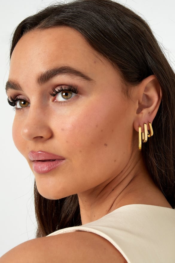 Boucles d'oreilles ovales géométriques basiques - Medium