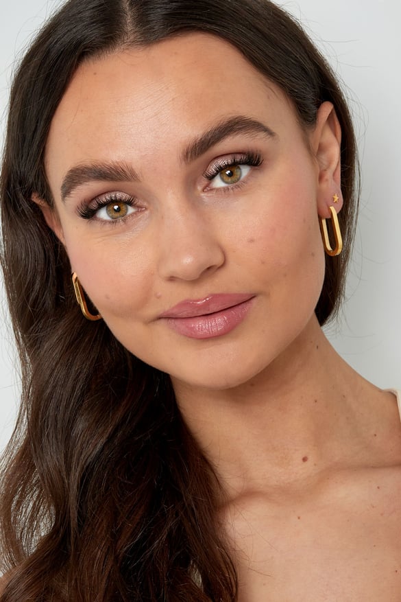 Basic oval earrings large - Silver Color color