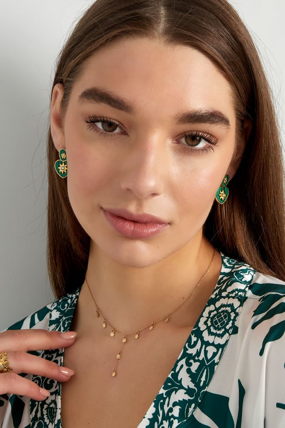 heart earrings with star - white  2
