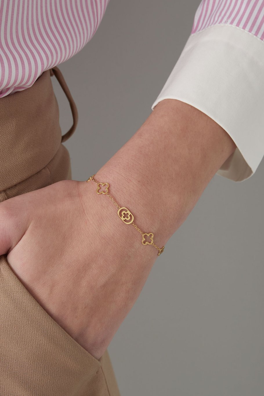 Klassisches Armband mit Kleeblatt-Anhängern Bild2