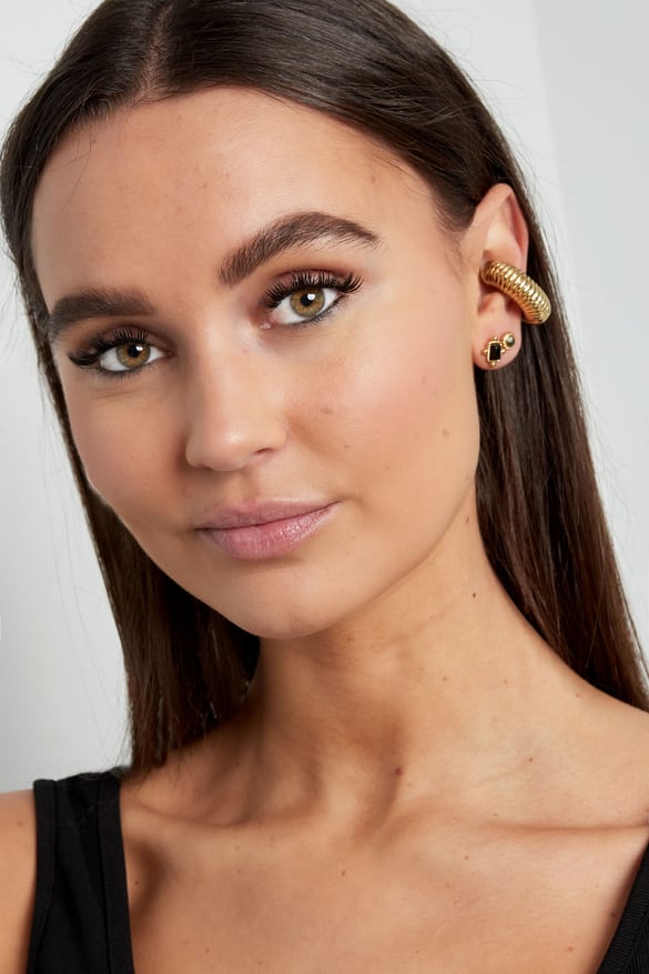 bijou d'oreille avec stries - doré 2