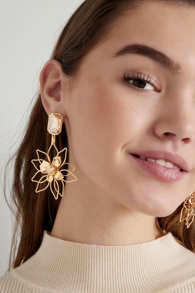 Funkelnde Ohrringe mit Blumenanhänger – grün h5 Bild2