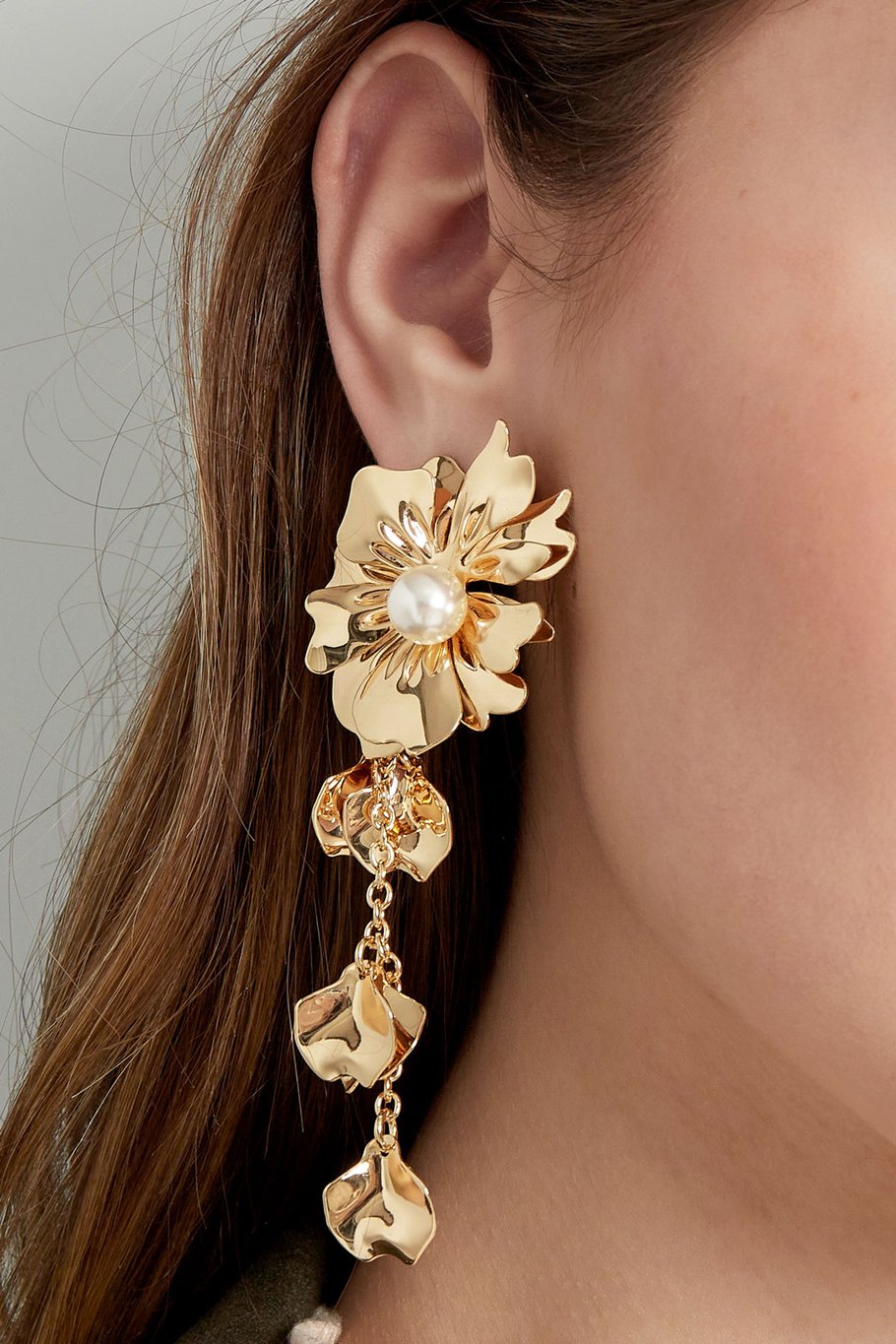 Orecchini fiore con perla - Colore argento Immagine3