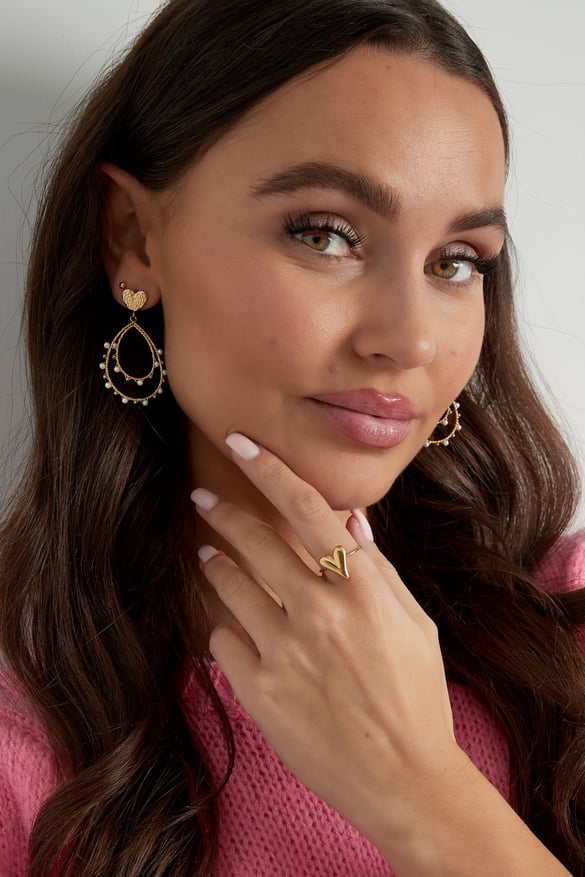 boucles d'oreilles coeur goutte et perles