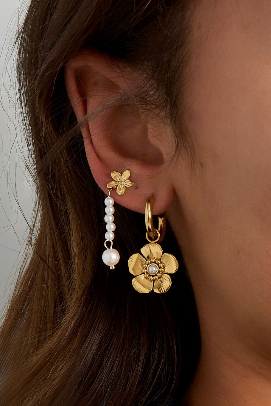 fiori con pendente di perla - Colore argento Immagine3