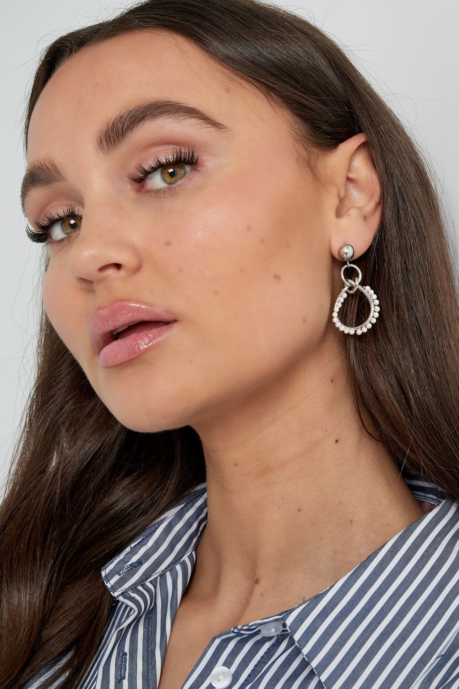 Earrings triple round with pearls - Silver Color color Picture2