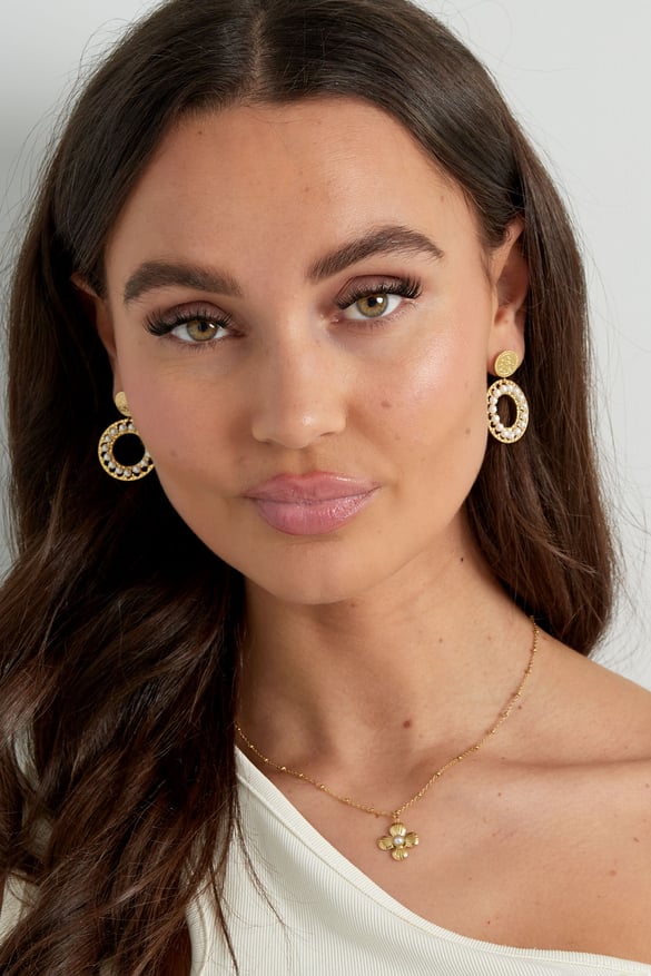 double circle earrings with pearls