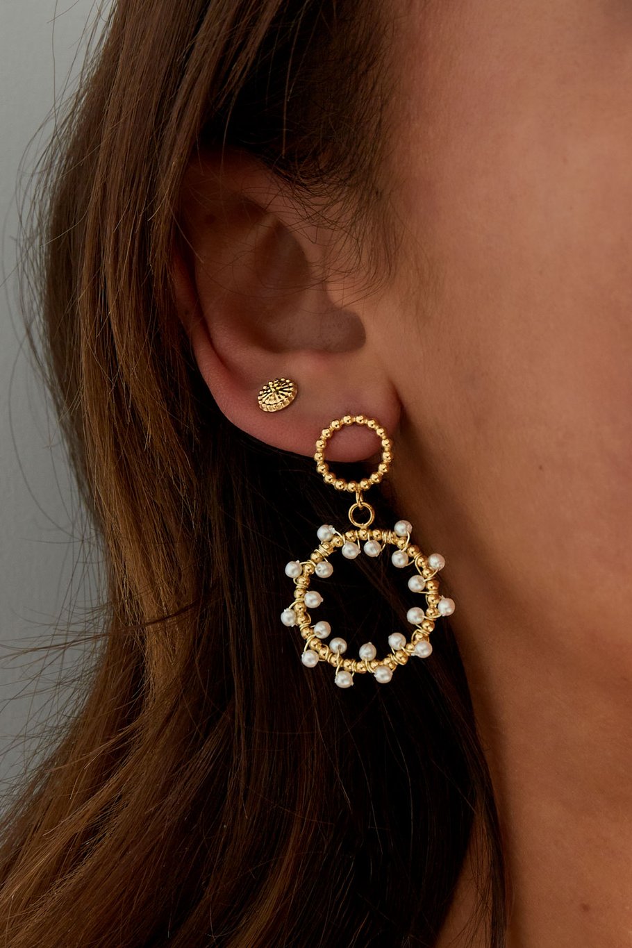 Earrings round pearl party - Silver Color color Picture3