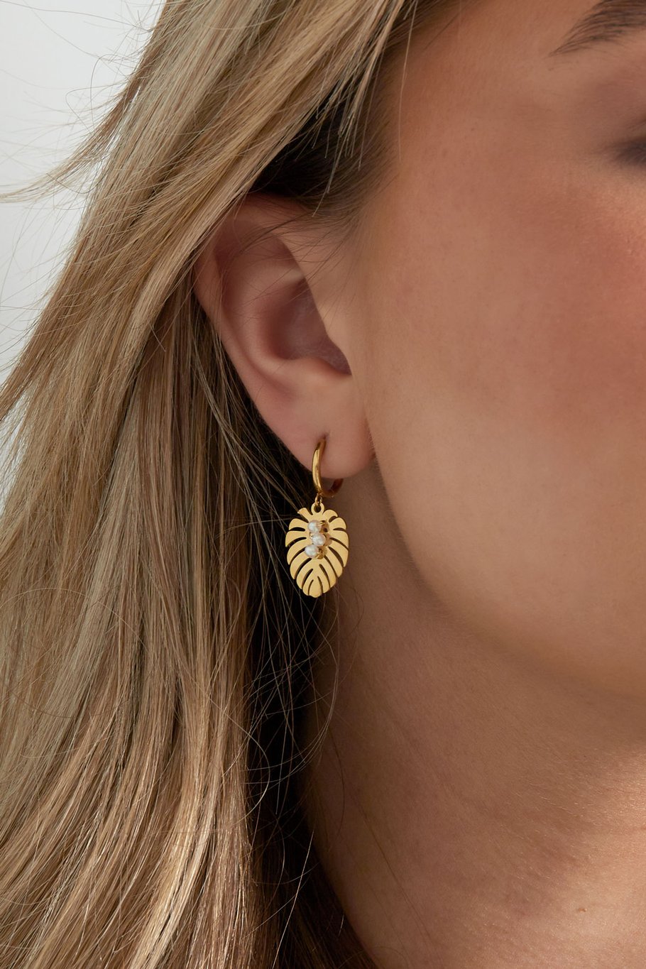 earrings leaf pearl love Picture3
