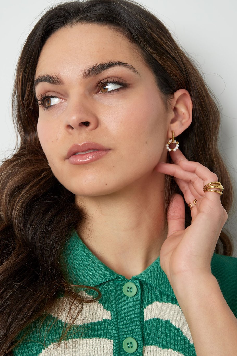 Earrings pearl sun - Silver Color color Picture2