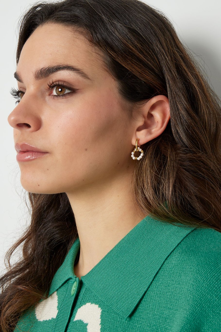 Earrings pearl sun - Silver Color color Picture4