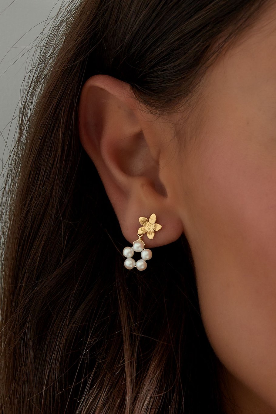 Earrings pearl flower - Silver Color color Picture3