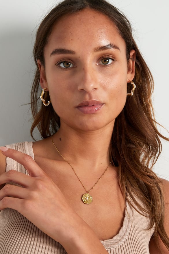 Boucles d'oreilles rondes corde torsadée avec perles - doré