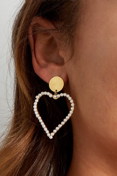 Ohrring mit rundem Perlenanhänger – Goldfarbe - Goldfarbefarbe h5 Bild3