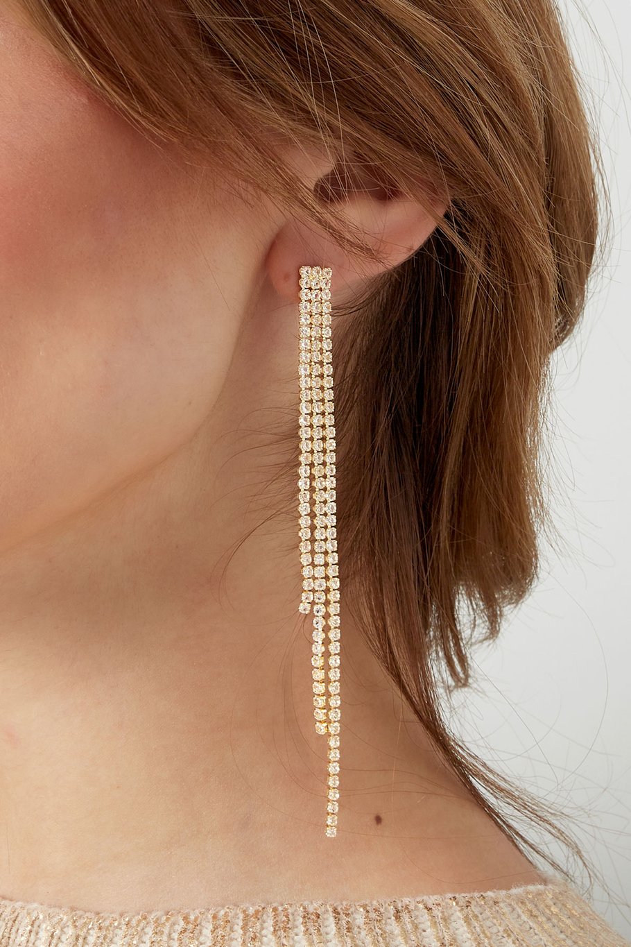 Pendientes brillante glam Color dorado - circonita cobre Imagen3
