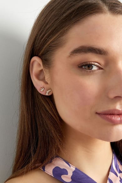 Studs with three diamonds - Silver Color color h5 Picture4