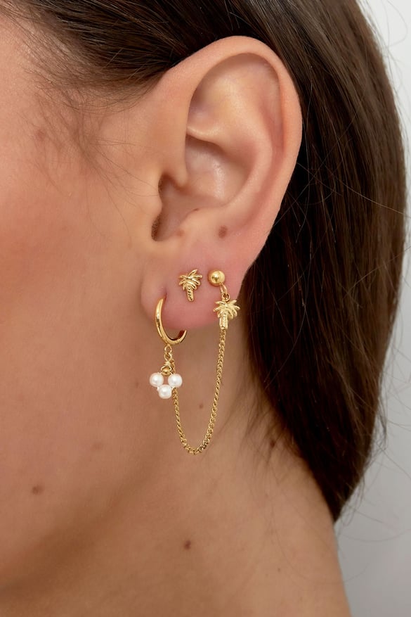 Palm tree stud earrings - Silver Color color