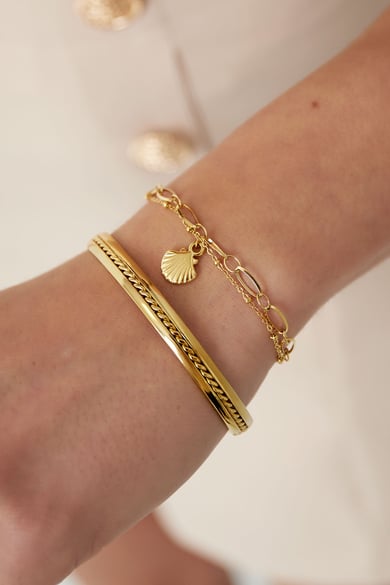 Beach vibe bracelet with shell charm - Silver Color color h5 Picture2