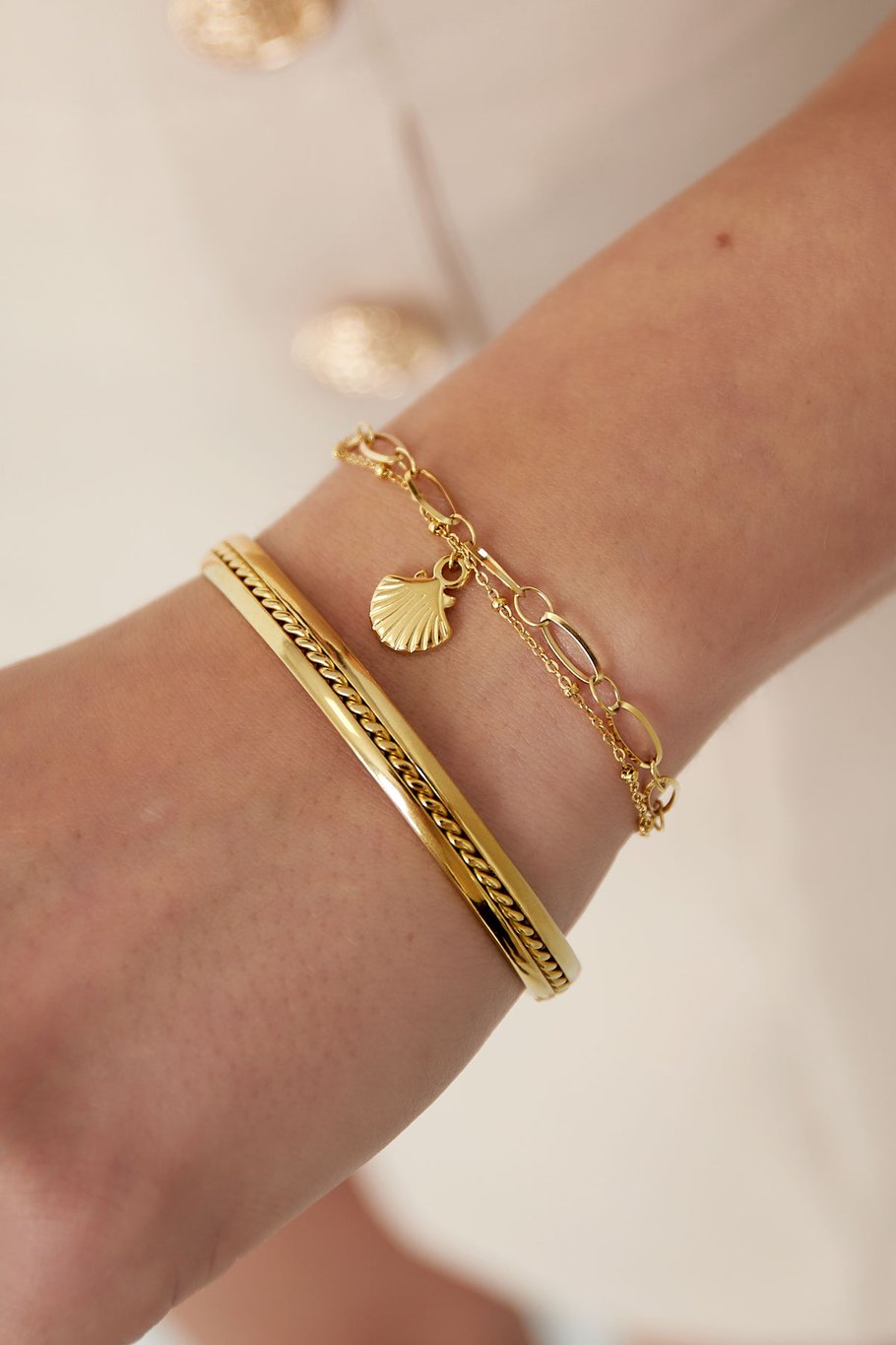Beach vibe bracelet with shell charm - Silver Color color Picture2