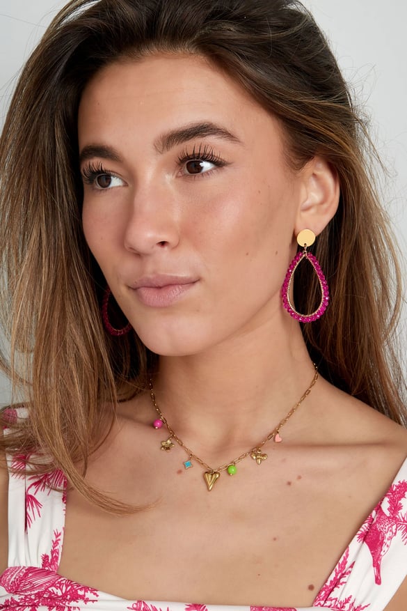 Oval küpe pastel - bej altın 2