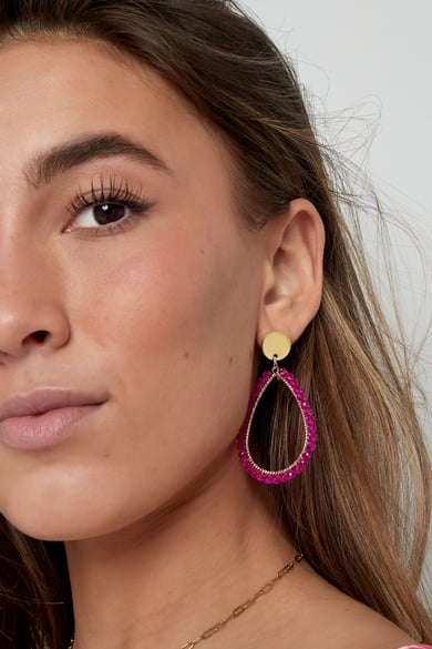 Pendientes ovalados pastel - fucsia h5 Imagen4