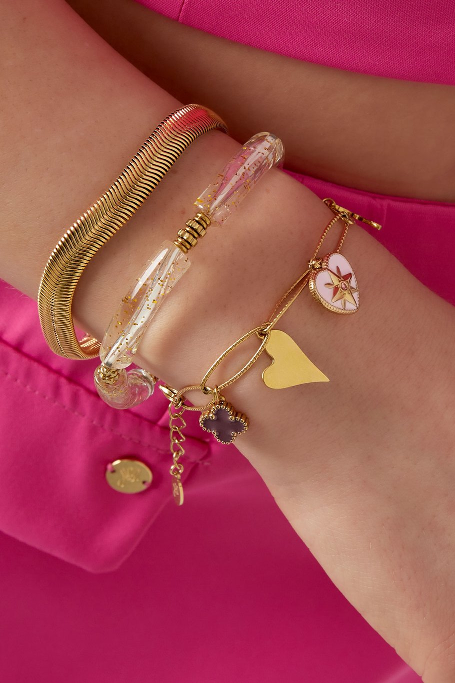 Charm-Armband schöner Schmetterling – Goldfarbe - Goldfarbefarbe Bild2