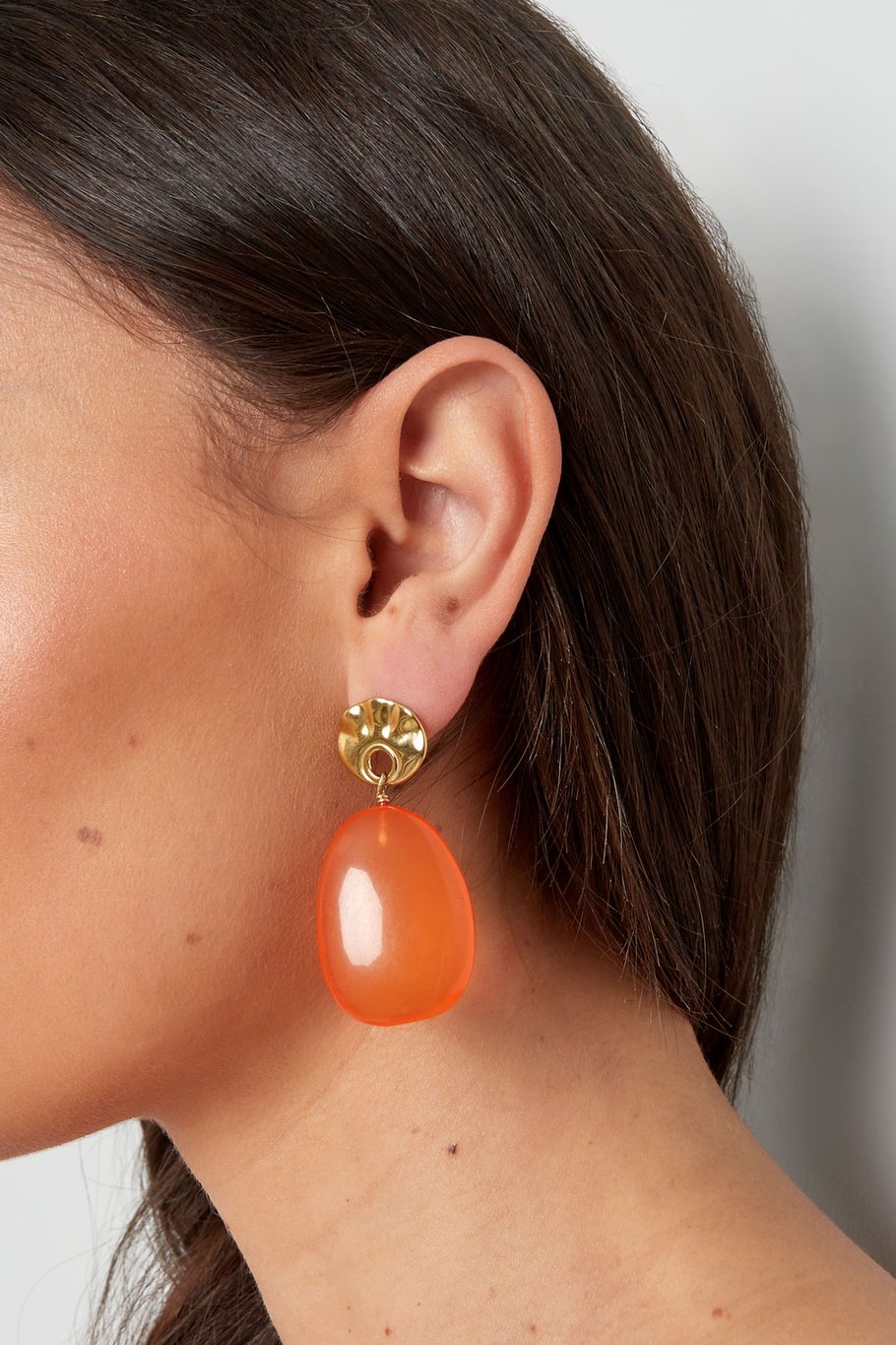 Earrings round and oval - green/Gold color Picture3