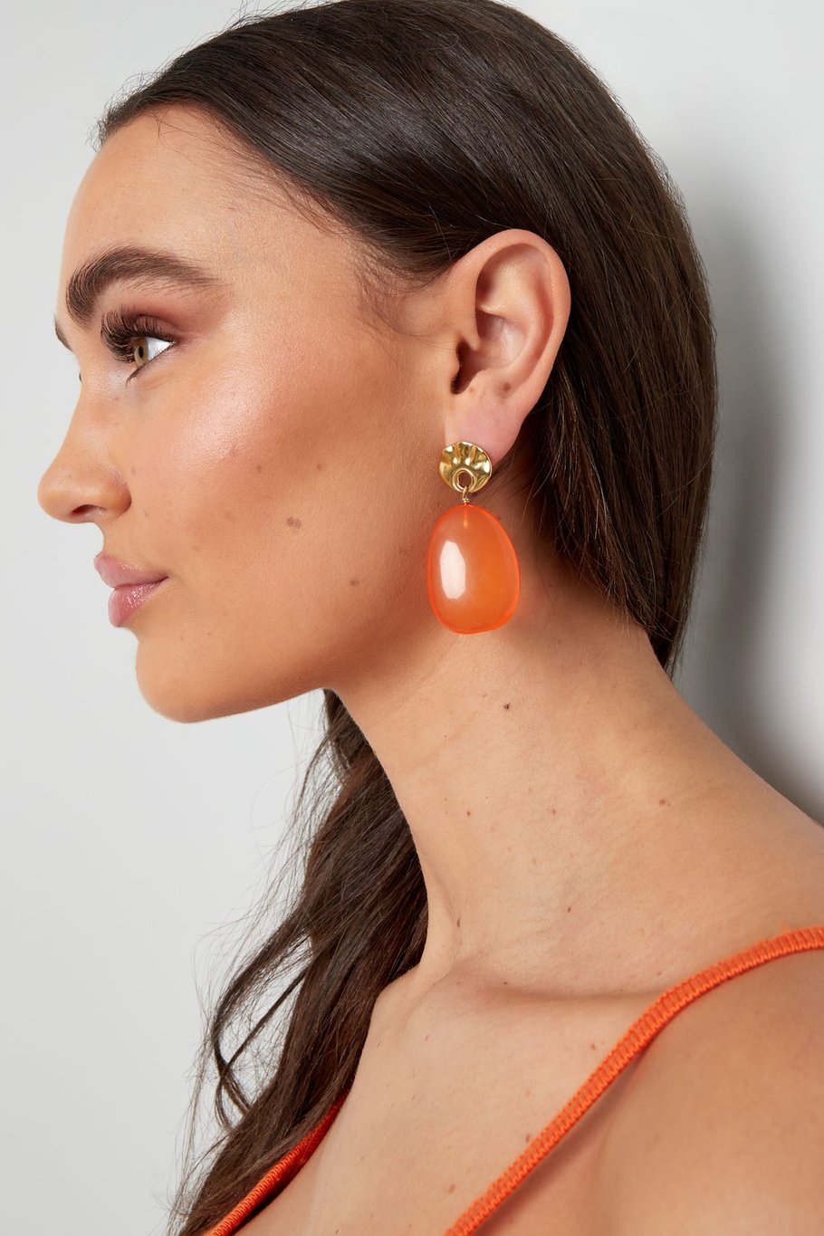 Earrings round and oval - green/Gold color Picture4