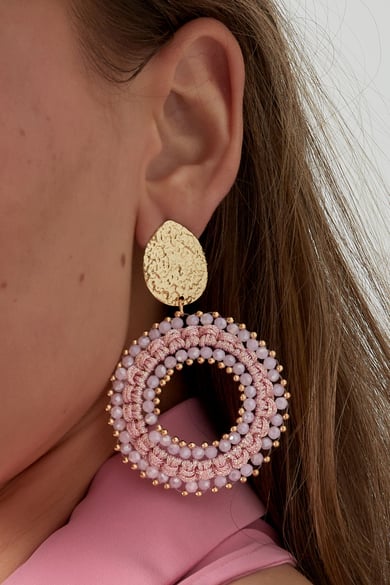 Statement ibiza vibe oorbellen - bleekroze h5 Afbeelding3