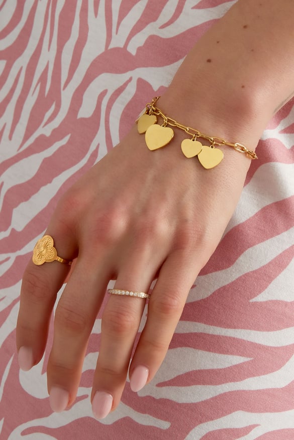 linked bracelet with heart charms