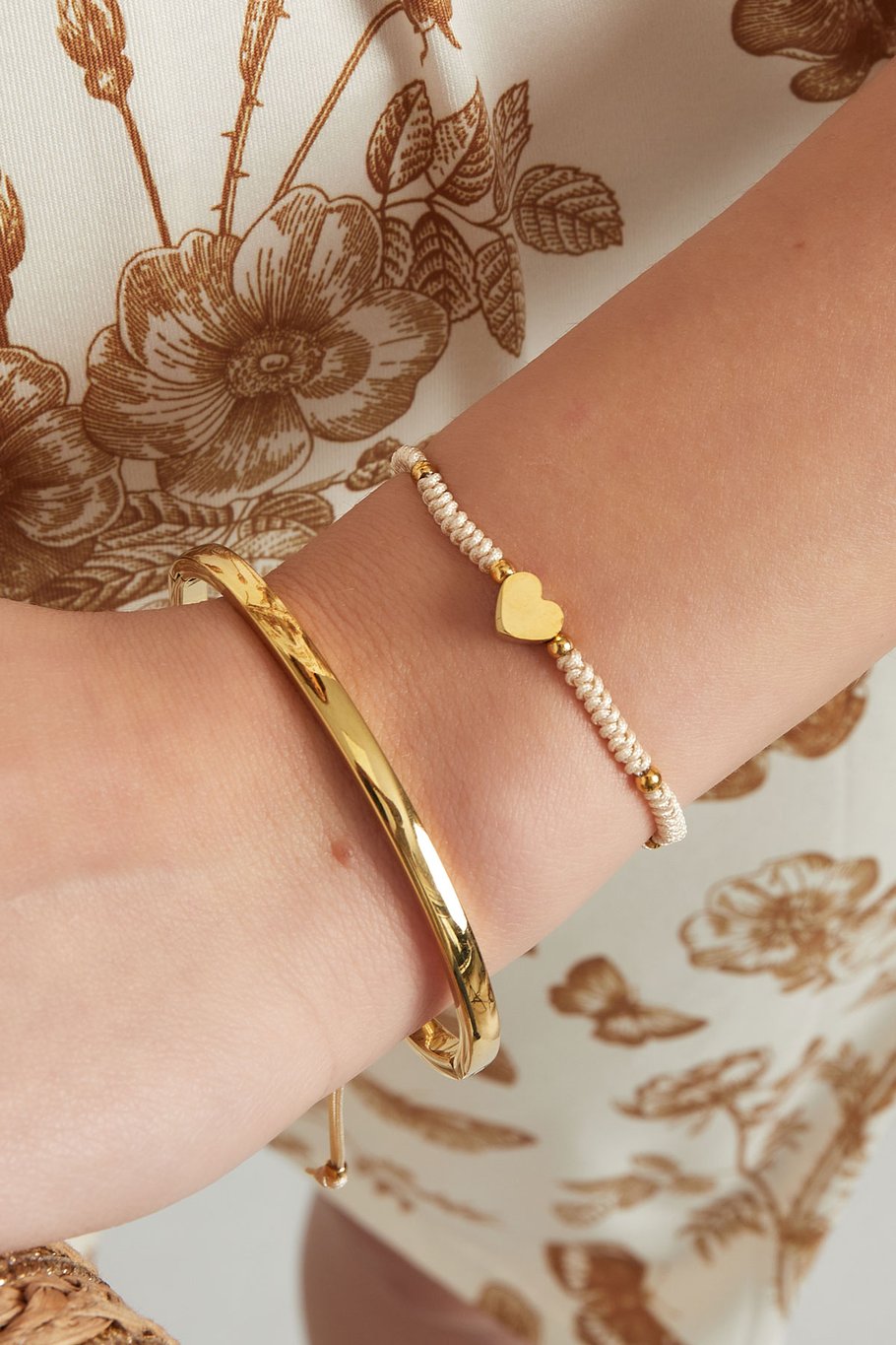 Braided bracelet with heart - pink/Gold color Picture3