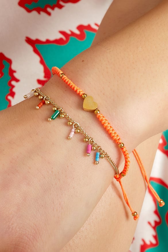Braided bracelet with heart - pink/Gold color