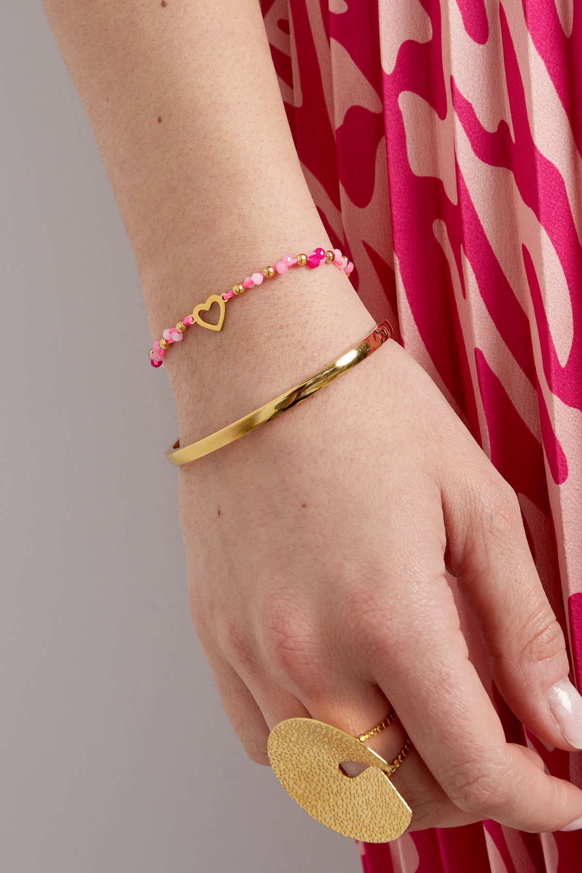 Bracelet d'été coeur coloré - fuchsia