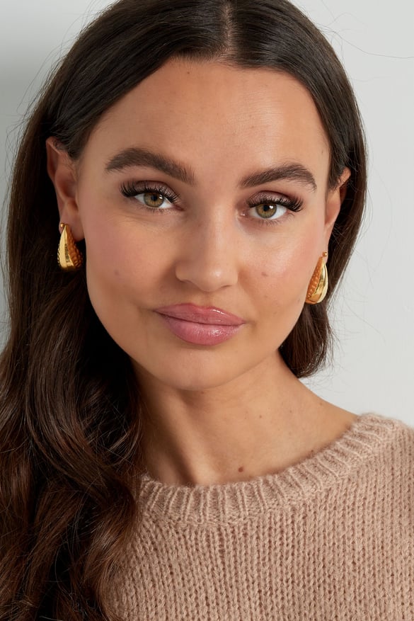 Medium structured drop earrings - Silver Color color