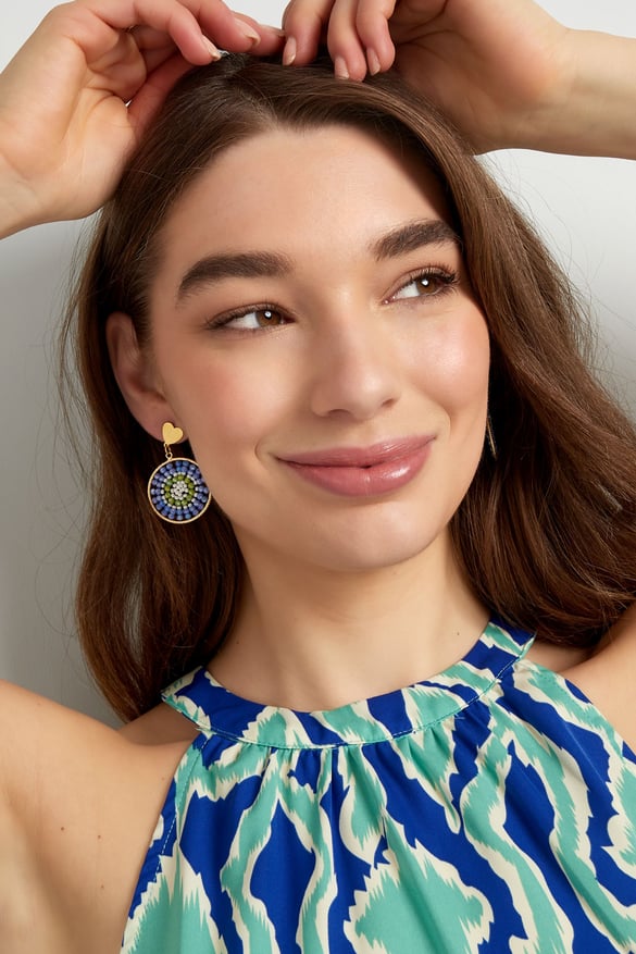 Mandala earrings with heart - pale pink 