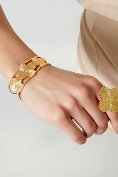 Blumenparty-Armband – Goldfarbe  - Goldfarbefarbe h5 Bild2