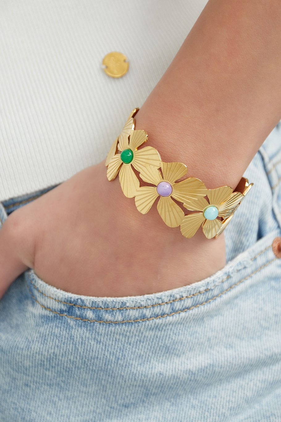 Böhmisches Insel-Blumenarmband – Goldfarbe - Goldfarbefarbe h5Bild2