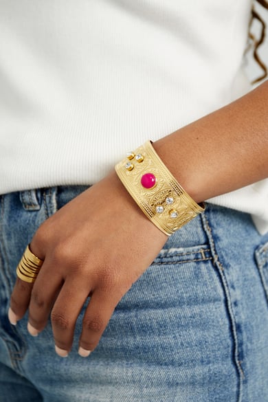 cuff bracelet with diamonds and stone h5 Picture3