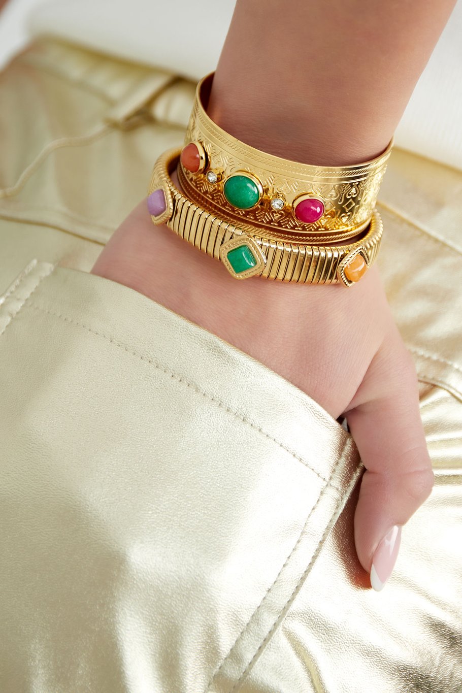 Böhmisches eklektisches Armband – Goldfarbe - Goldfarbefarbe Bild2